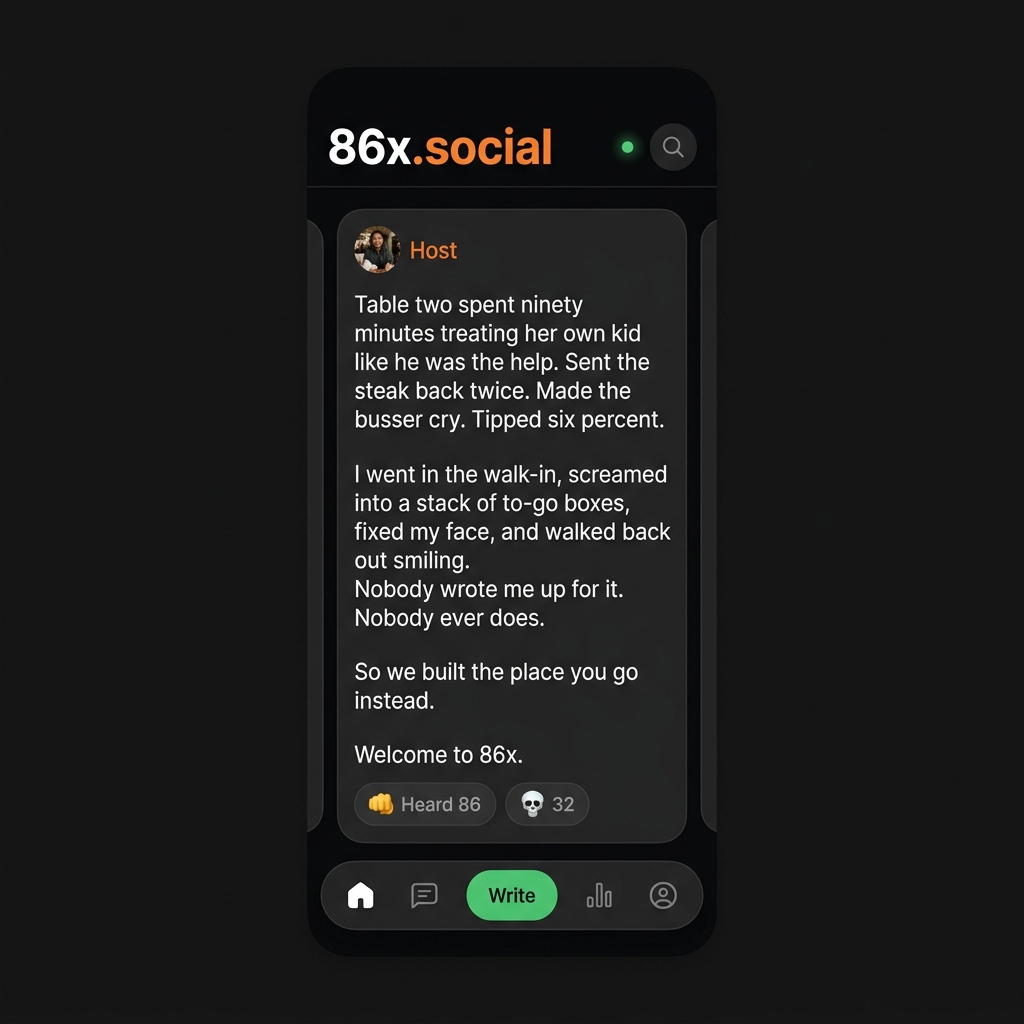86x.social satire platform interface