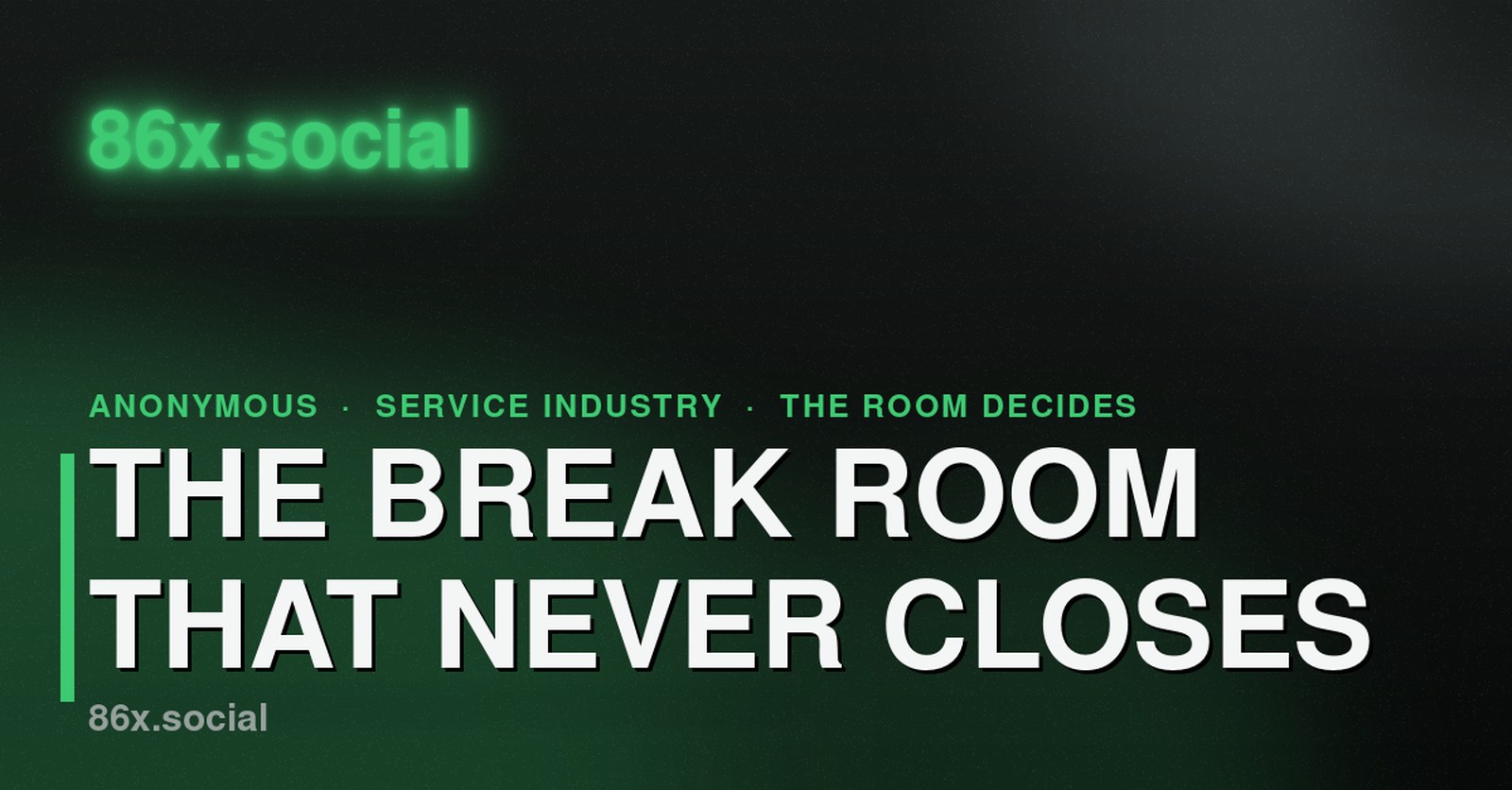 86x.social home page, the crowd-moderated satire platform