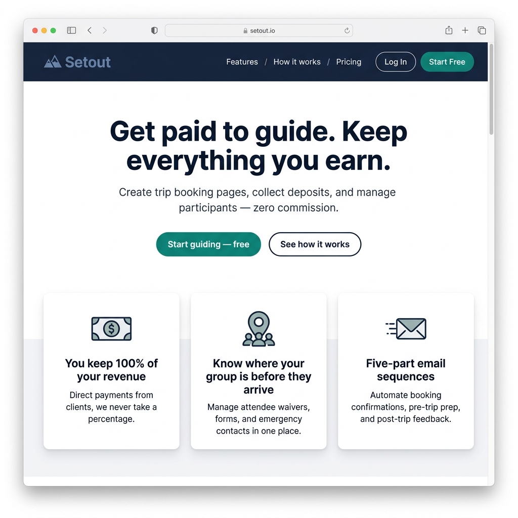 Setout trip management platform interface